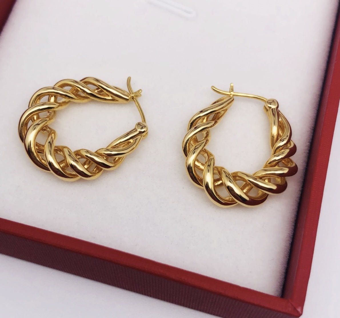 K18YG イエローゴールド フープピアス ピアス リングピアス 中空 ロープ ねじり ツイスト ツイストフープ 18金 18K K18 - Jewelry Hills Tokyo