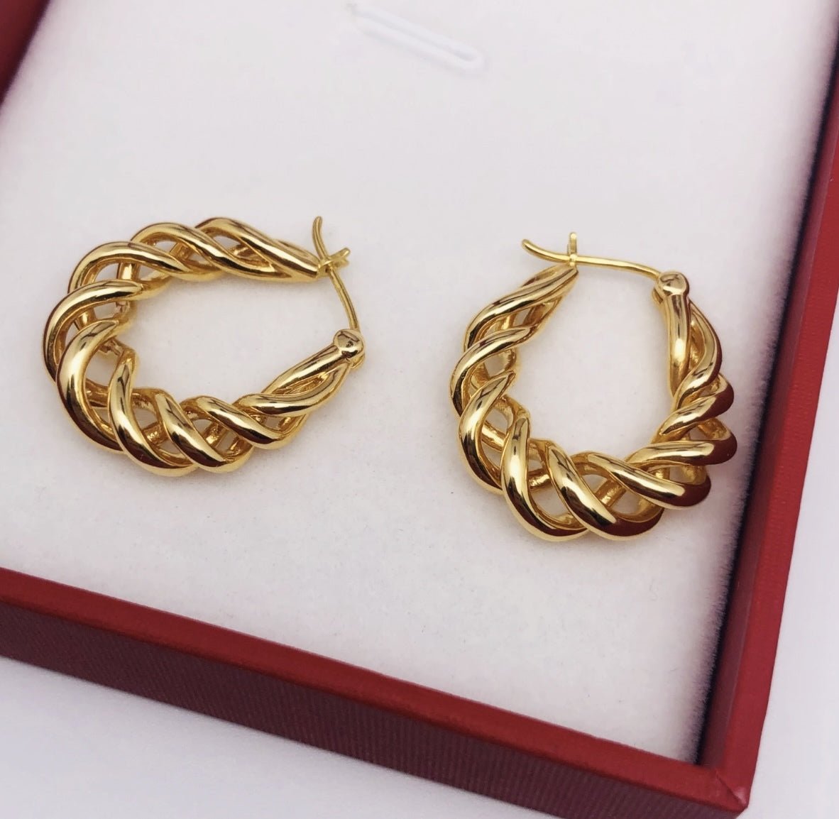 K18YG イエローゴールド フープピアス ピアス リングピアス 中空 ロープ ねじり ツイスト ツイストフープ 18金 18K K18 - Jewelry Hills Tokyo