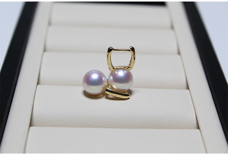K18YG イエローゴールド あこや真珠 アコヤ 18金 ピアス リングピアス フープピアス 真珠 パール 18K スクエア K18WG ホワイトゴールド - Jewelry Hills Tokyo