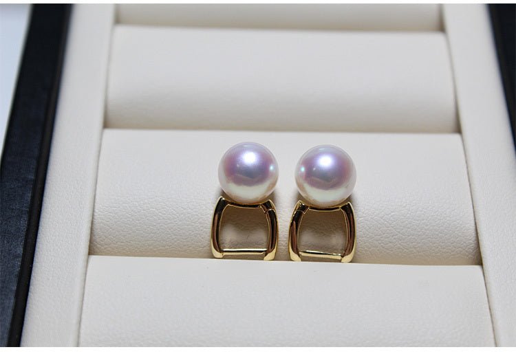 K18YG イエローゴールド あこや真珠 アコヤ 18金 ピアス リングピアス フープピアス 真珠 パール 18K スクエア K18WG ホワイトゴールド - Jewelry Hills Tokyo