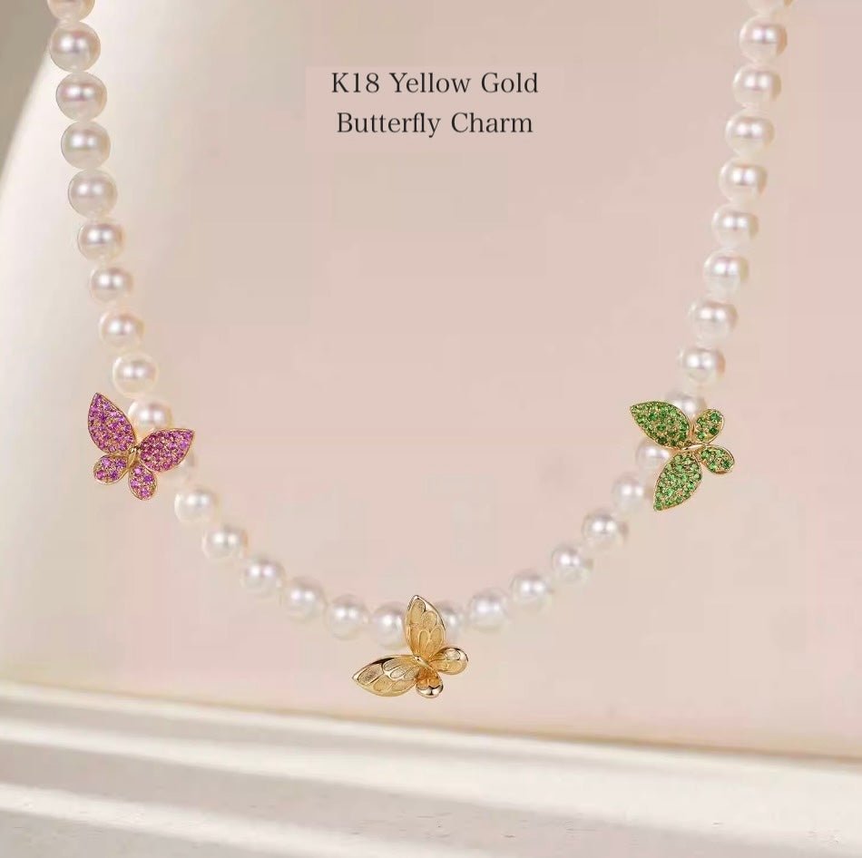 K18YG 蝶々 チャーム ジュエリーパーツ パーツ 18金 18K ペンダント ペンダントトップ ネックレスチャーム YG イエローゴールド ちょうちょ ダイヤモンド サファイア ルビー ツァボライト - Jewelry Hills Tokyo