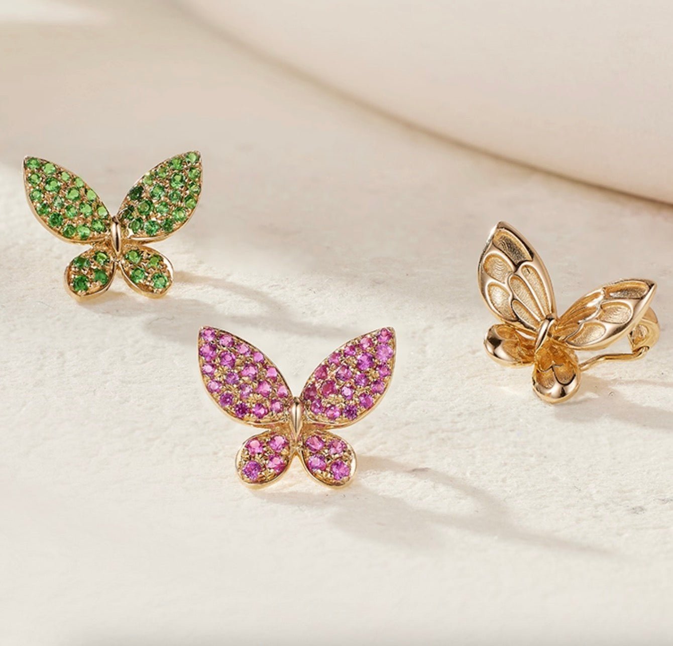 K18YG 蝶々 チャーム ジュエリーパーツ パーツ 18金 18K ペンダント ペンダントトップ ネックレスチャーム YG イエローゴールド ちょうちょ ダイヤモンド サファイア ルビー ツァボライト - Jewelry Hills Tokyo