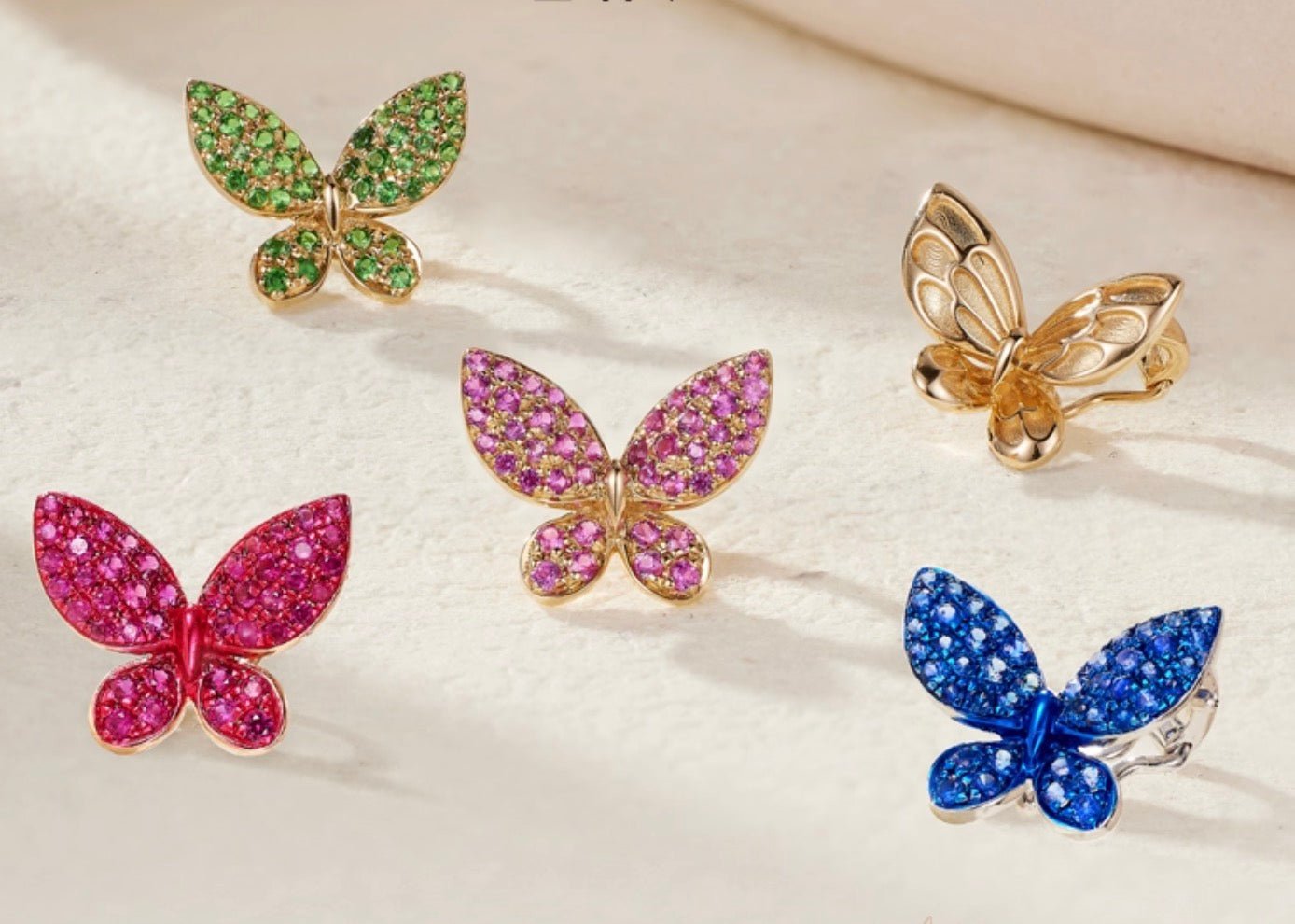 K18YG 蝶々 チャーム ジュエリーパーツ パーツ 18金 18K ペンダント ペンダントトップ ネックレスチャーム YG イエローゴールド ちょうちょ ダイヤモンド サファイア ルビー ツァボライト - Jewelry Hills Tokyo