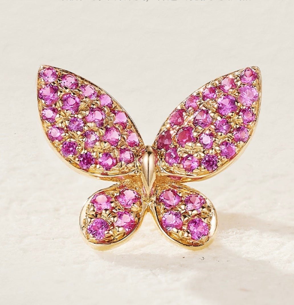 K18YG 蝶々 チャーム ジュエリーパーツ パーツ 18金 18K ペンダント ペンダントトップ ネックレスチャーム YG イエローゴールド ちょうちょ ダイヤモンド サファイア ルビー ツァボライト - Jewelry Hills Tokyo