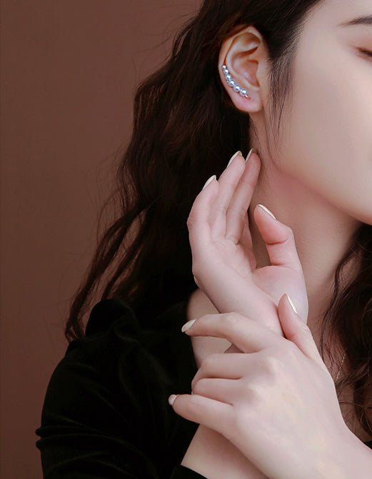 K18YG イエローゴールド あこや真珠 アコヤ 18金 ピアス イヤーカフ 6珠 6連 6玉 真珠 パール 18K akoya pearl グラデーション - Jewelry Hills Tokyo