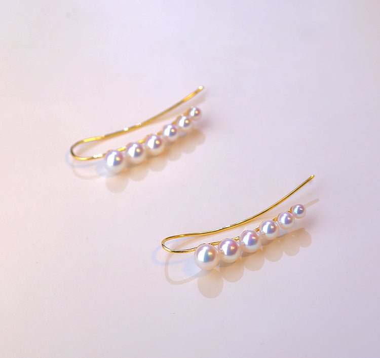 K18YG イエローゴールド あこや真珠 アコヤ 18金 ピアス イヤーカフ 6珠 6連 6玉 真珠 パール 18K akoya pearl グラデーション - Jewelry Hills Tokyo