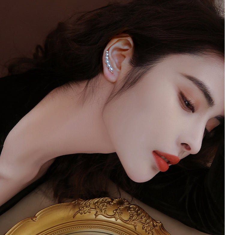 K18YG イエローゴールド あこや真珠 アコヤ 18金 ピアス イヤーカフ 6珠 6連 6玉 真珠 パール 18K akoya pearl グラデーション - Jewelry Hills Tokyo