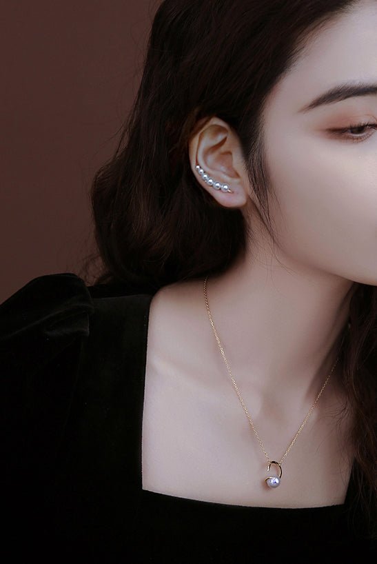 K18YG イエローゴールド あこや真珠 アコヤ 18金 ピアス イヤーカフ 6珠 6連 6玉 真珠 パール 18K akoya pearl グラデーション - Jewelry Hills Tokyo