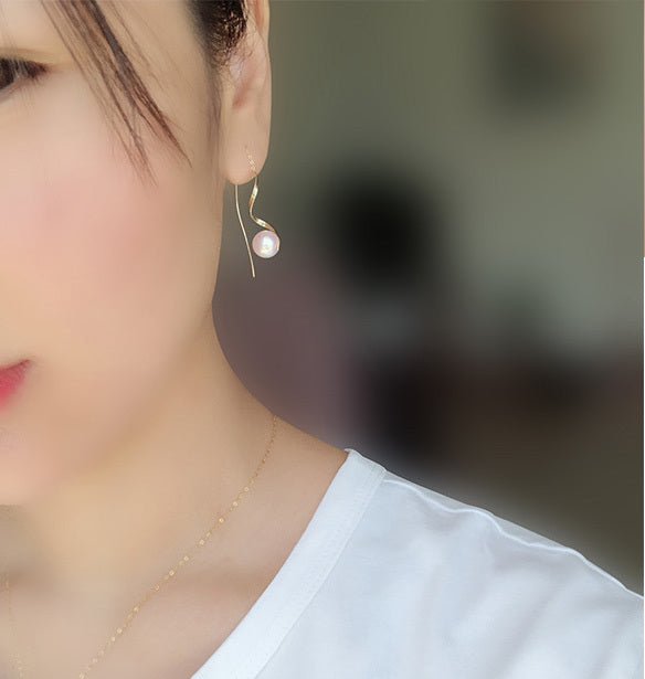 K18YG イエローゴールド あこや真珠 アコヤ 18金 ピアス ロングピアス S字 真珠 パール 18K akoya pearl 花珠 チェーンピアス - Jewelry Hills Tokyo