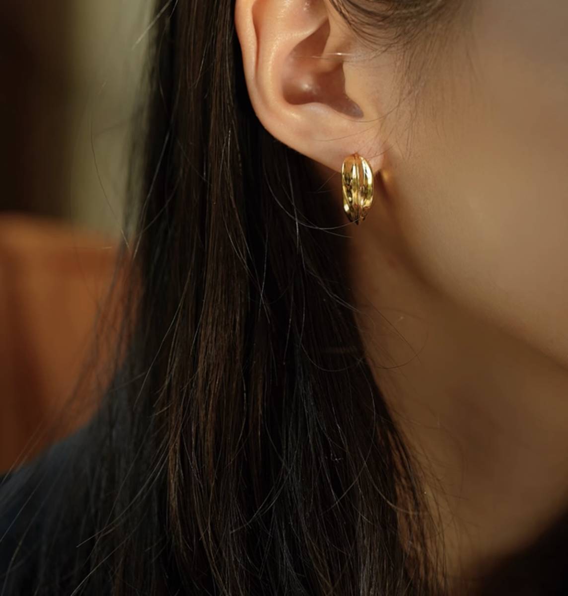 K18YG イエローゴールド フープピアス ピアス リングピアス 18.5mm 中空 シンプル ワンポイント 18金 18K K18 おしゃれ - Jewelry Hills Tokyo
