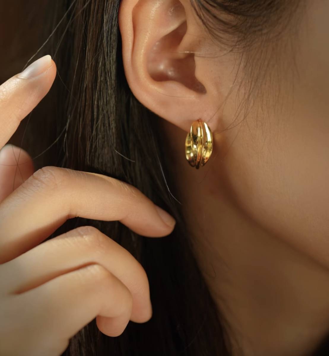 K18YG イエローゴールド フープピアス ピアス リングピアス 18.5mm 中空 シンプル ワンポイント 18金 18K K18 おしゃれ - Jewelry Hills Tokyo