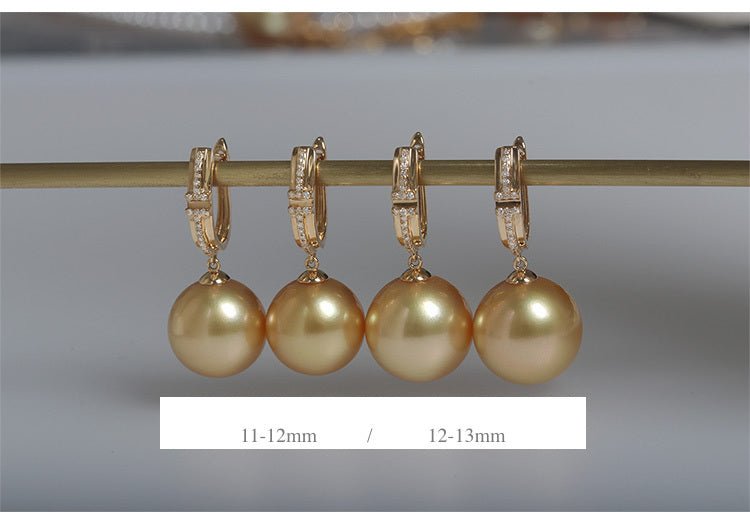 K18YG イエローゴールド ゴールデンパール ゴールドパール ピアス リングピアス フープピアス ダイヤモンド 金色 18K 大玉 11ミリ〜 大珠 - Jewelry Hills Tokyo