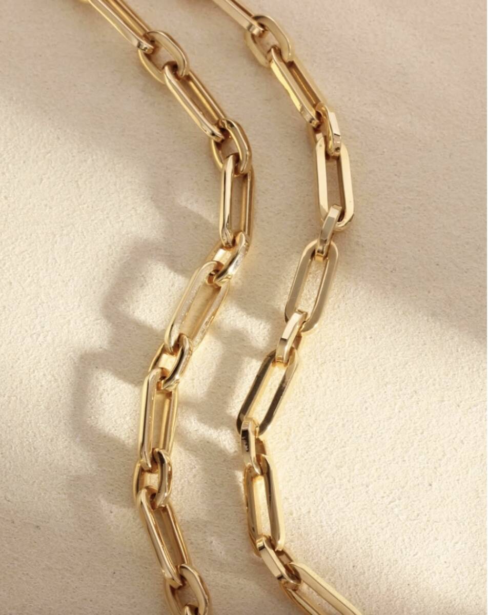 K18YG イエローゴールド 18K レオンチェーン ケーブルチェーン オーバル ネックレス メンズ レディース 中空 男女共用 大ぶり 太め 太い ボリューム - Jewelry Hills Tokyo