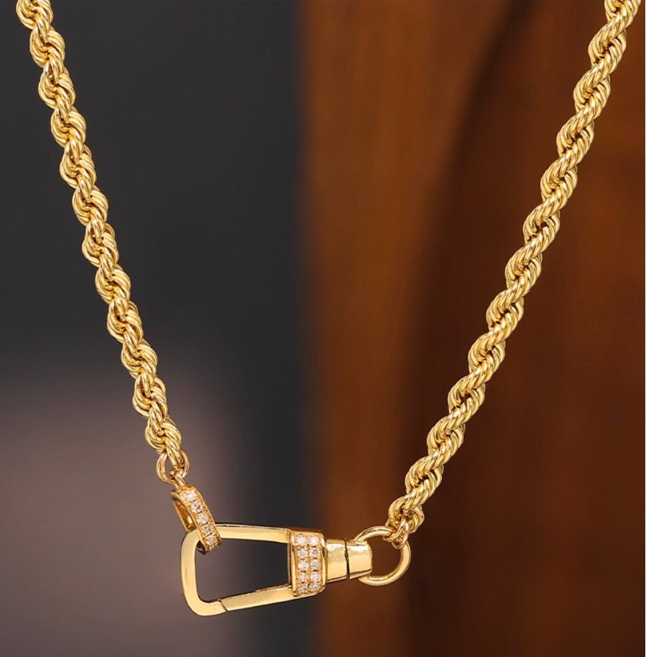 K18YG イエローゴールド ネックレス ペンダント 馬蹄 18k ロープチェーン ホースシュー ツイスト 18金 18K - Jewelry Hills Tokyo