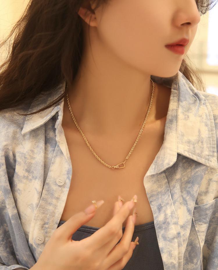 K18YG イエローゴールド ネックレス ペンダント 馬蹄 18k ロープチェーン ホースシュー ツイスト 18金 18K - Jewelry Hills Tokyo