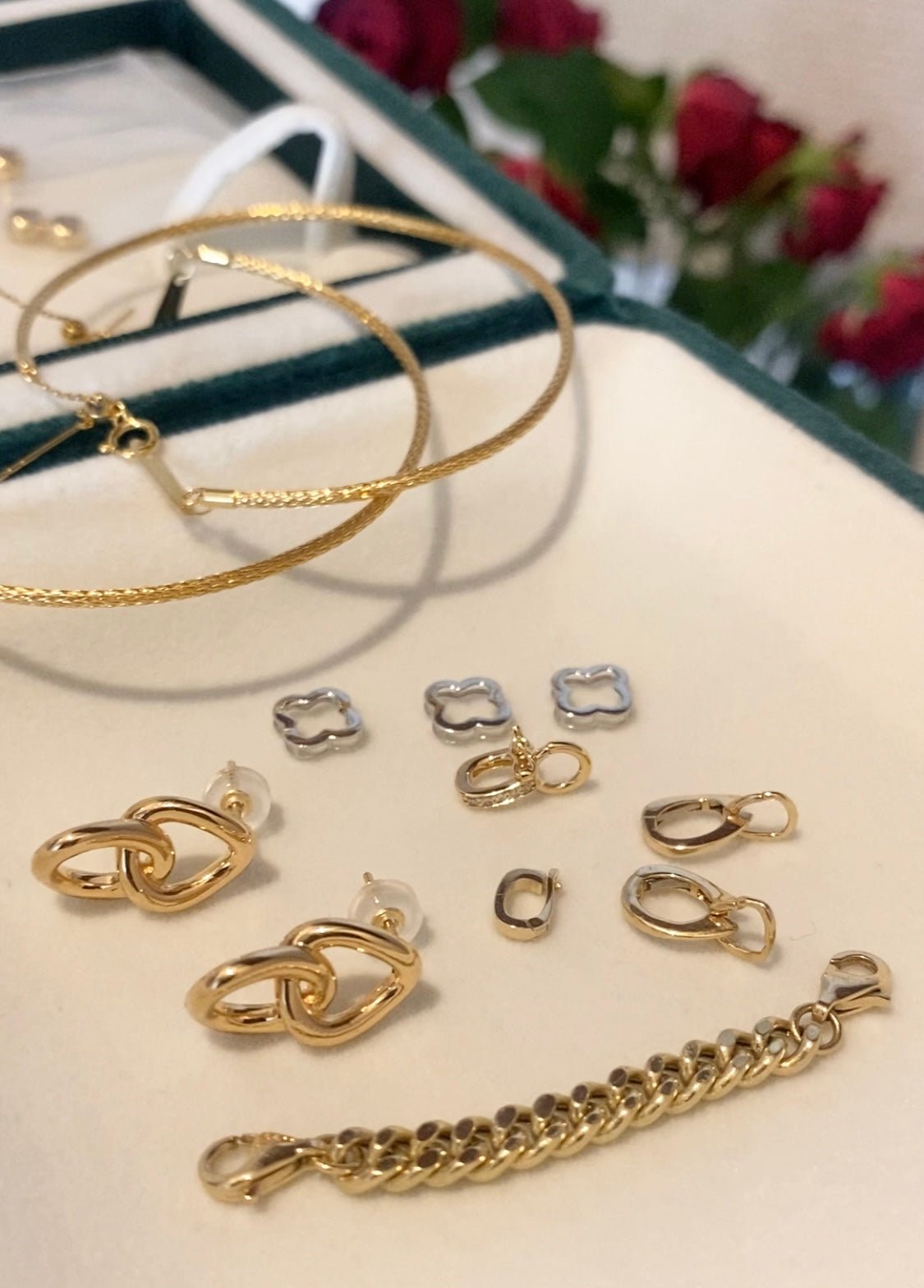 18k gold adjuster chain extender curb chain horse shoe