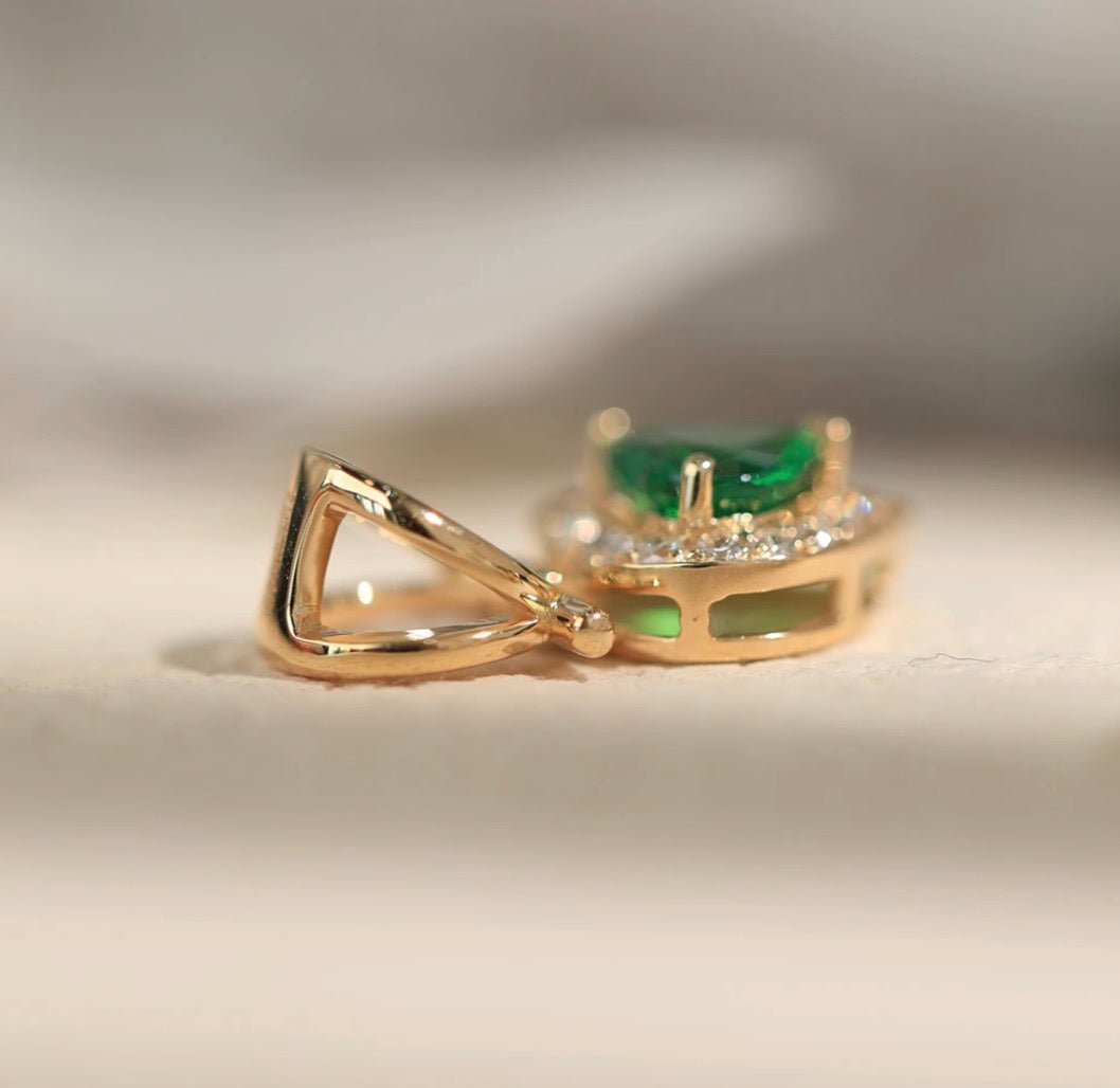 K18YG ペンダントトップ ツァボライト ダイヤモンド 18K 18金 イエローゴールド ハート ネックレス チャーム ペンダント グリーン 緑 - Jewelry Hills Tokyo