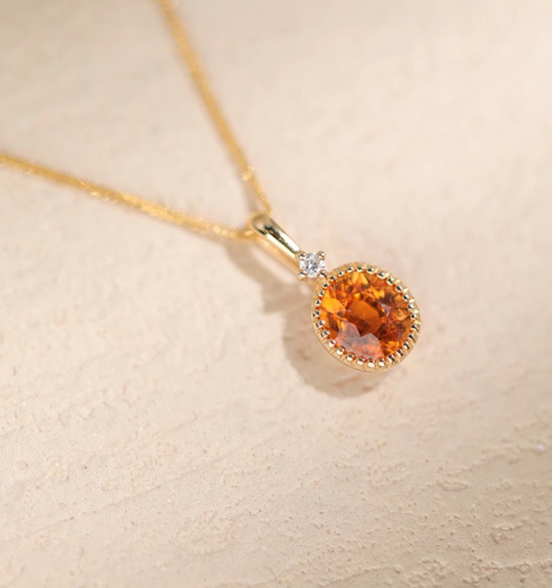 K18YG オレンジガーネット ペンダント ダイヤモンド ダイヤ スペサルティンガーネット 18K 18金 イエローゴールド ネックレス オーバル - Jewelry Hills Tokyo