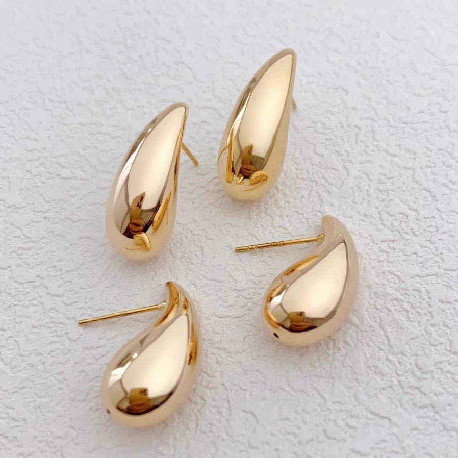 K18YG ティアドロップ 雫 中空 ピアス スタッドピアス イエローゴールド 18K 18金 中空ピアス 鏡面 - Jewelry Hills Tokyo