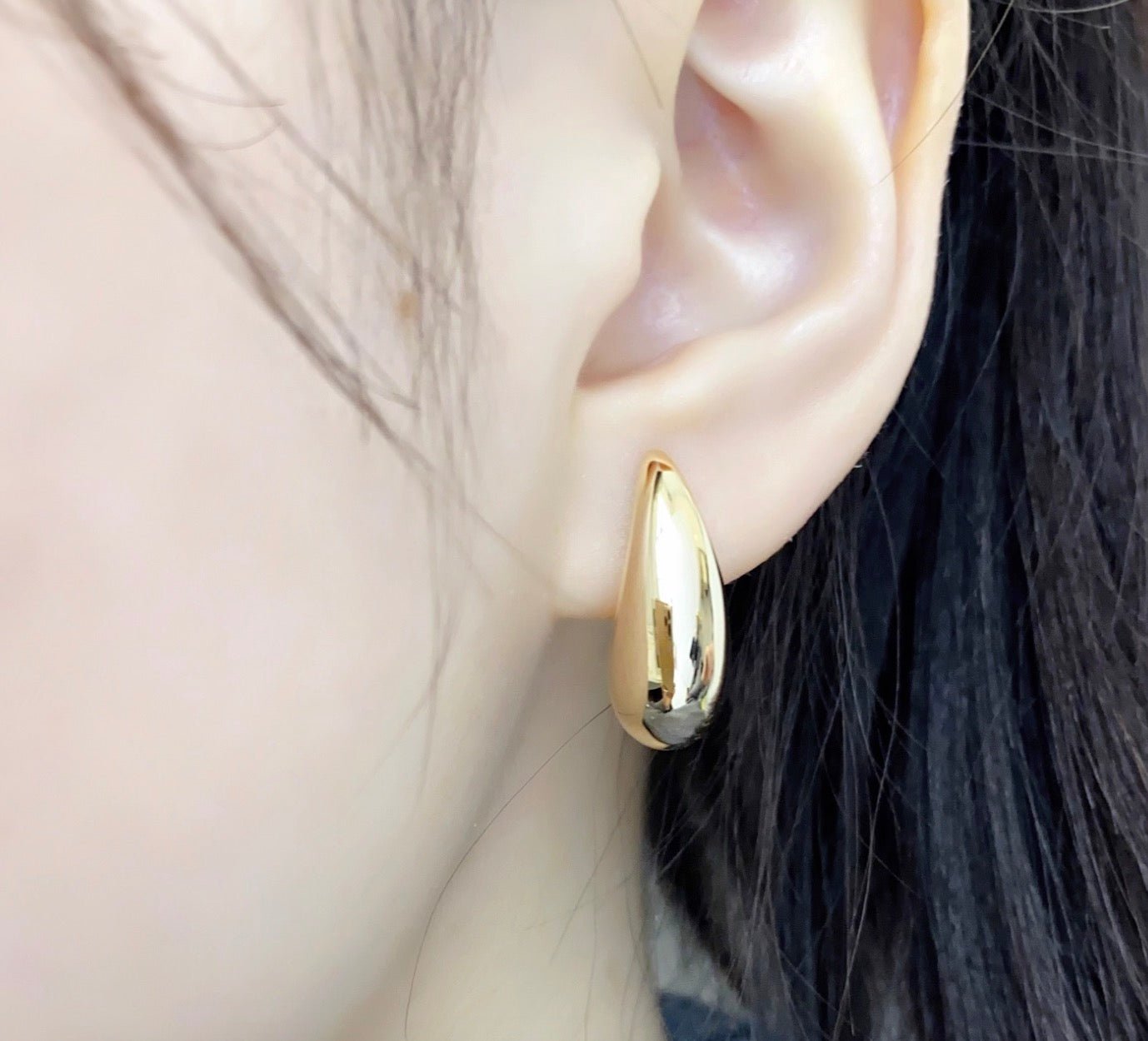K18YG ティアドロップ 雫 中空 ピアス スタッドピアス イエローゴールド 18K 18金 中空ピアス 鏡面 - Jewelry Hills Tokyo
