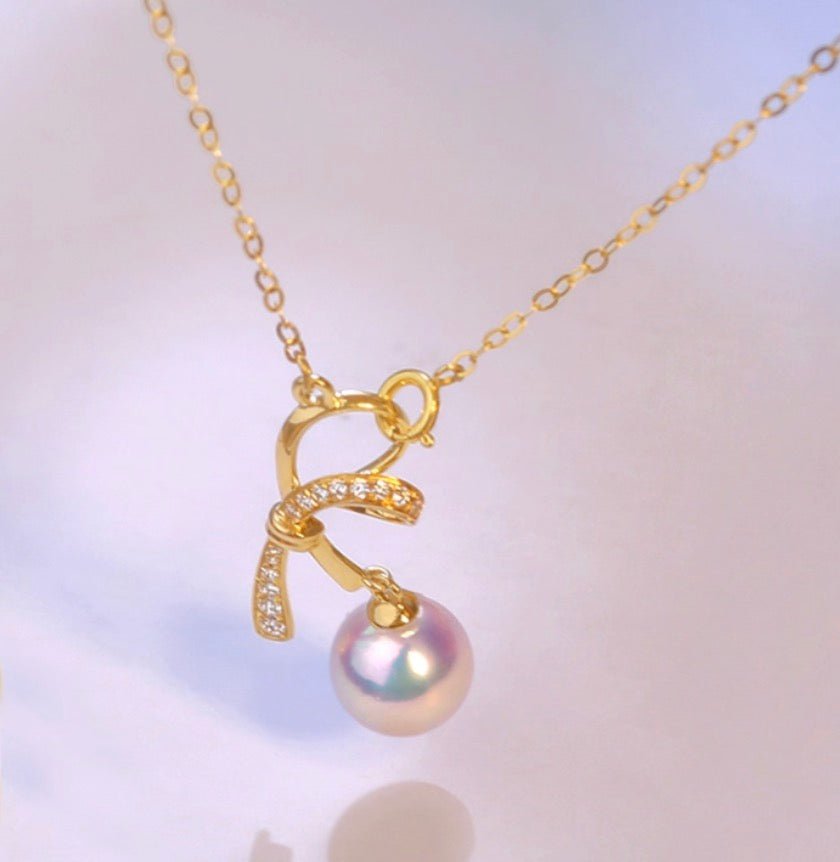K18YG あこや真珠 ネックレス ペンダント ジルコニア 18K 18金 アコヤ パール akoya YG アコヤ真珠 - Jewelry Hills Tokyo