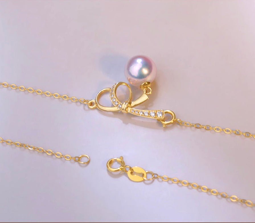 K18YG あこや真珠 ネックレス ペンダント ジルコニア 18K 18金 アコヤ パール akoya YG アコヤ真珠 - Jewelry Hills Tokyo