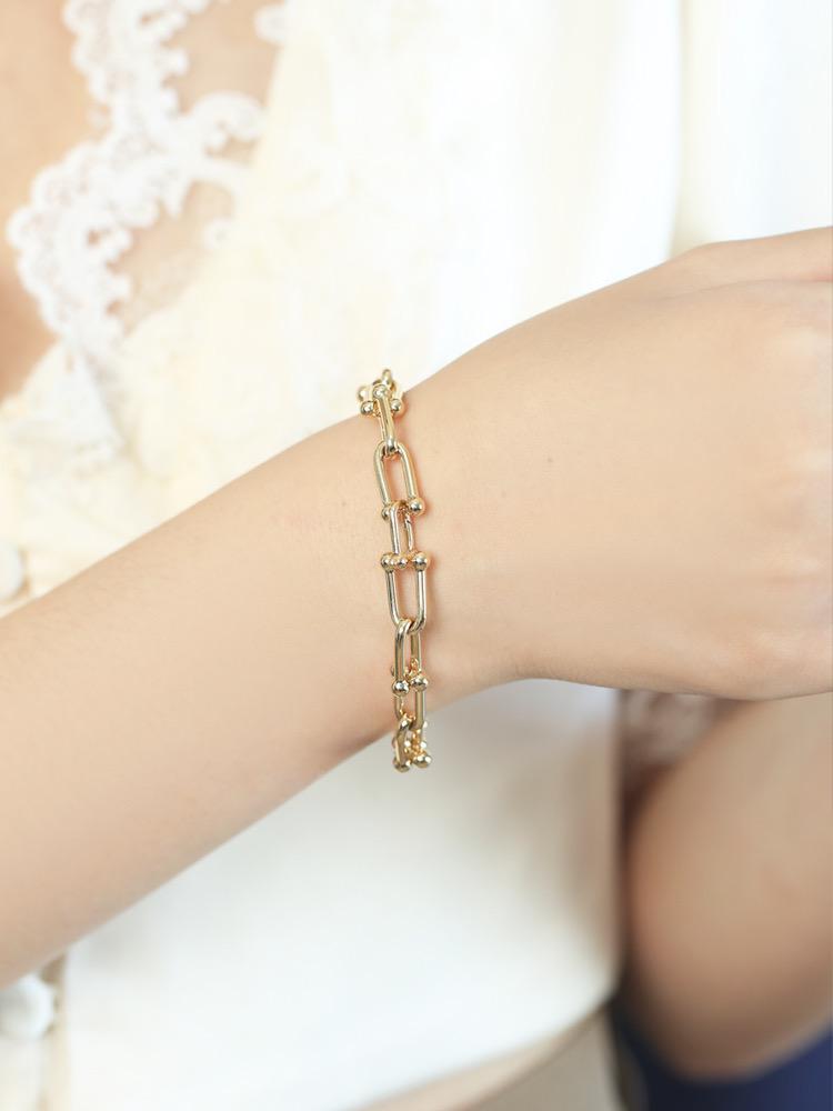 K18YG ホースモチーフ ブレスレット 馬の蹄 チェーンブレス 太め 18K ホースシュー - Jewelry Hills Tokyo