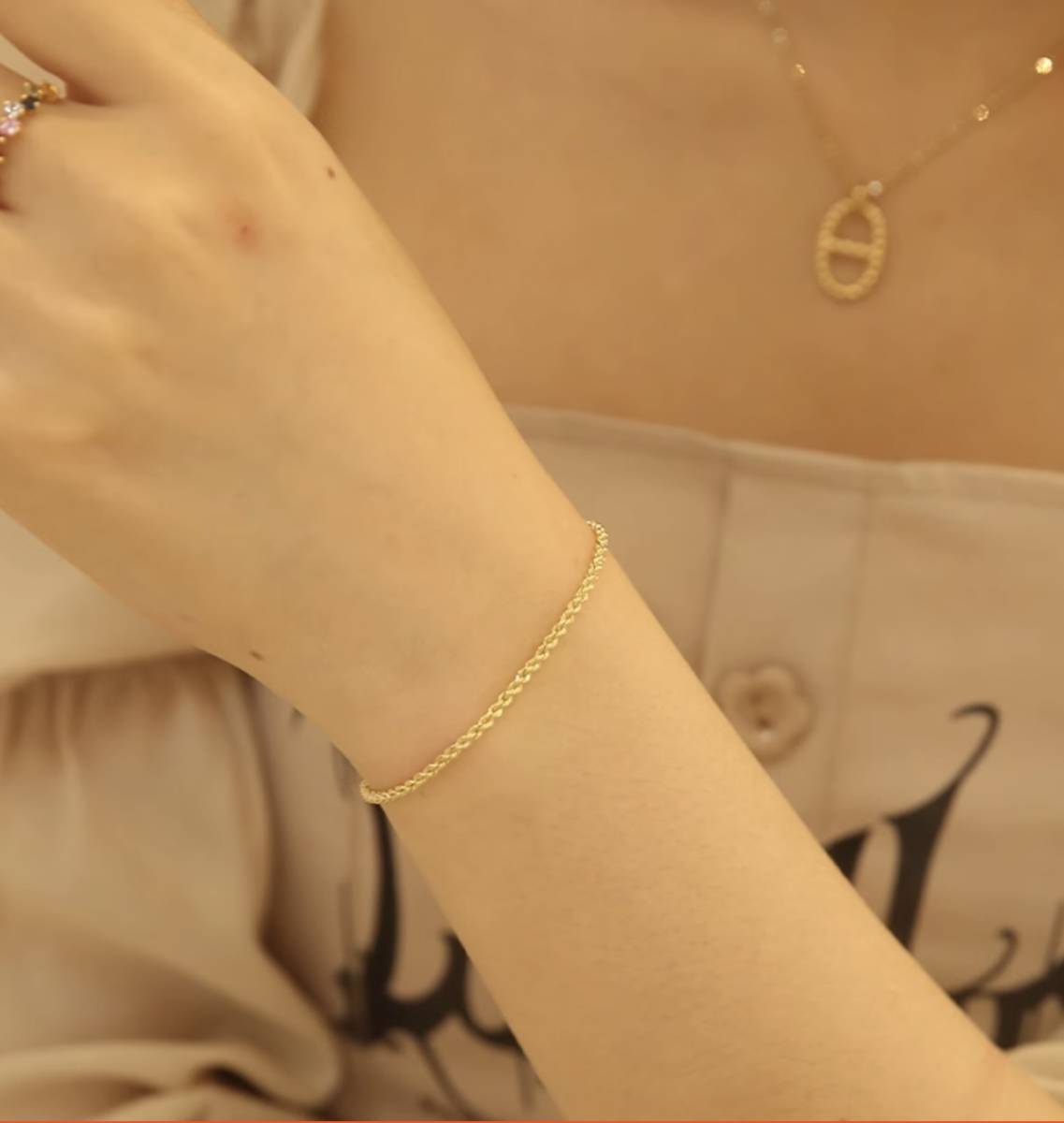 K18YG イエローゴールド 18K ツイスト ロープチェーン 綱 ブレスレット ブレス メンズ レディース ユニセックス スライド式 アジャスター - Jewelry Hills Tokyo