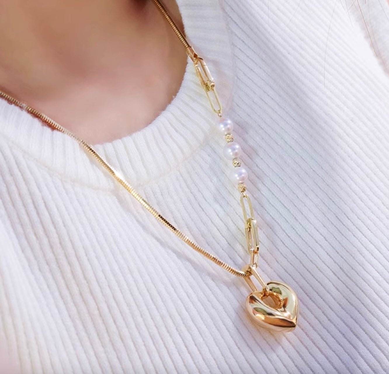 K18YG イエローゴールド 18K ピアス フープピアス リングピアス 2way イタリアンジュエリー 大ぶり ハート ハート型 ハートモチーフ 中空 チャーム - Jewelry Hills Tokyo