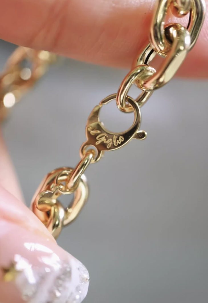 K18YG イエローゴールド 18K レオンチェーン ケーブルチェーン オーバル ネックレス メンズ レディース 太め 太い チェーンネックレス ボリューム - Jewelry Hills Tokyo