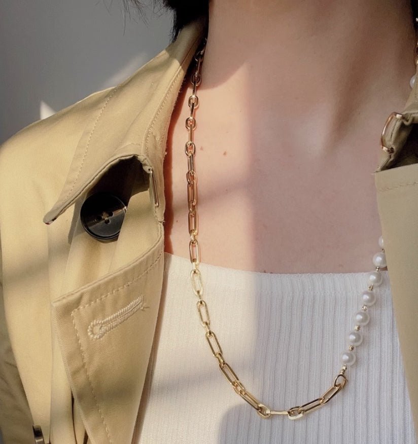K18YG イエローゴールド 18K レオンチェーン ケーブルチェーン オーバル ネックレス メンズ レディース 中空 男女共用 大ぶり 太め 太い ボリューム - Jewelry Hills Tokyo