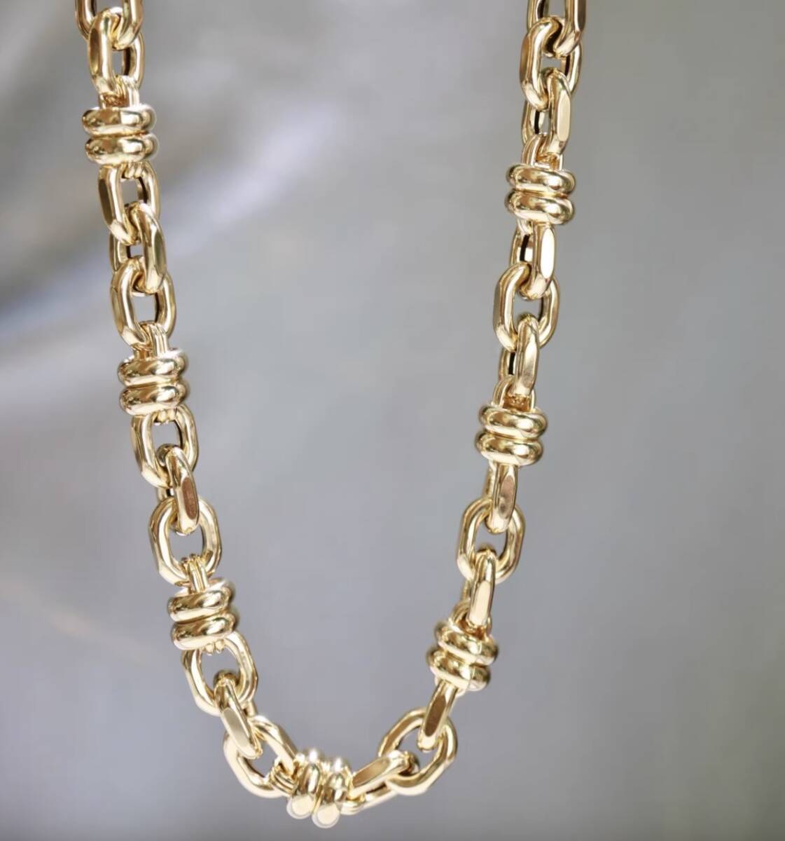 K18YG イエローゴールド 18K レオンチェーン ケーブルチェーン オーバル ネックレス メンズ レディース 太め 太い チェーンネックレス ボリューム - Jewelry Hills Tokyo
