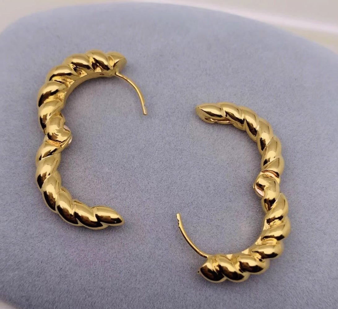 K18YG イエローゴールド 18K ピアス フープピアス イタリアンジュエリー リングピアス ツイスト ねじり ロープ 輪っか ラウンド 中空 円形 - Jewelry Hills Tokyo