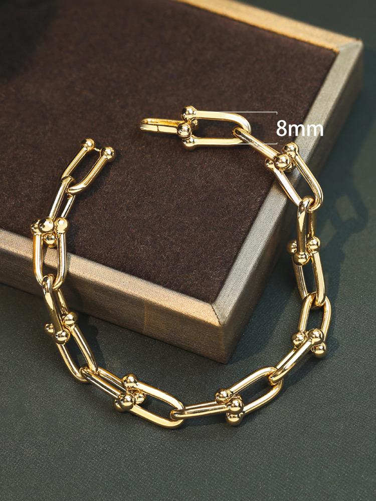 K18YG ホースモチーフ ブレスレット 馬の蹄 チェーンブレス 太め 18K ホースシュー - Jewelry Hills Tokyo