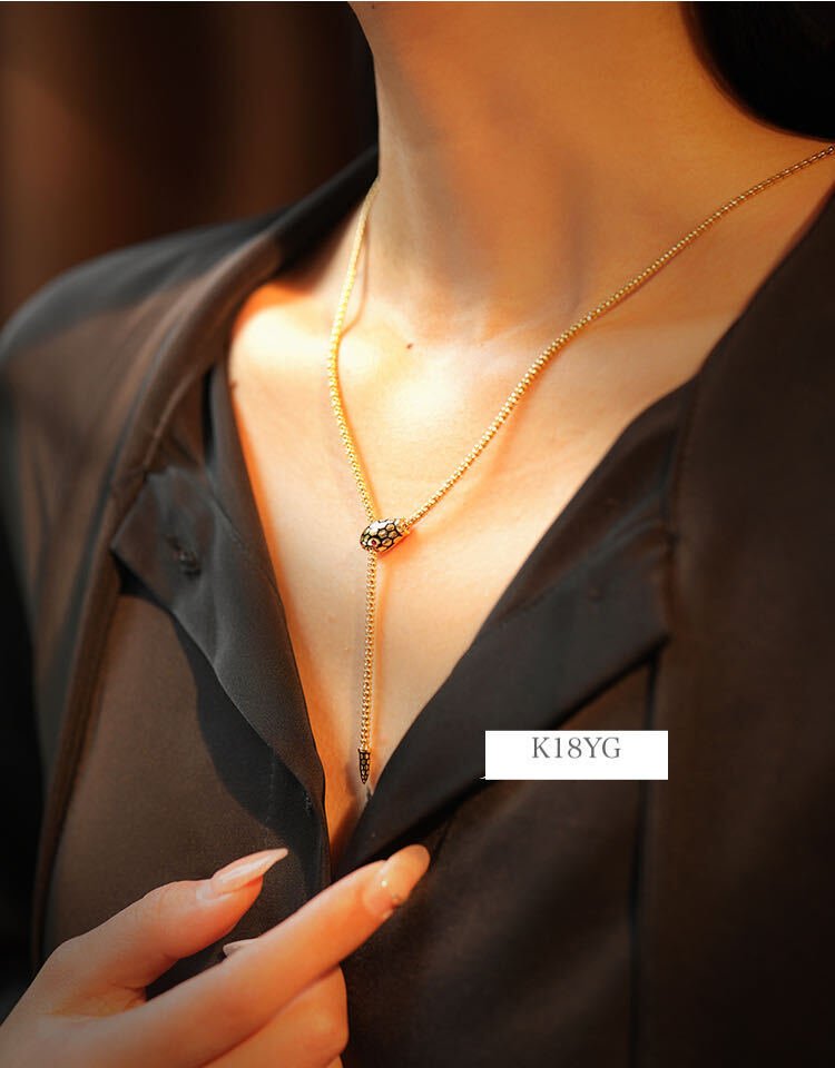 K18YG イエローゴールド 18K スネークネックレス スネークモチーフ 蛇 スネーク ルビー クリップペンダント 長さ 47cm 太さ 2.2mm - Jewelry Hills Tokyo