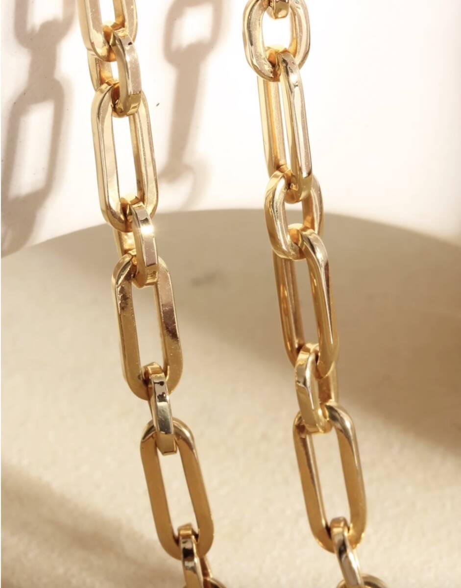 K18YG イエローゴールド 18K レオンチェーン ケーブルチェーン オーバル ネックレス メンズ レディース 中空 男女共用 大ぶり 太め 太い ボリューム - Jewelry Hills Tokyo