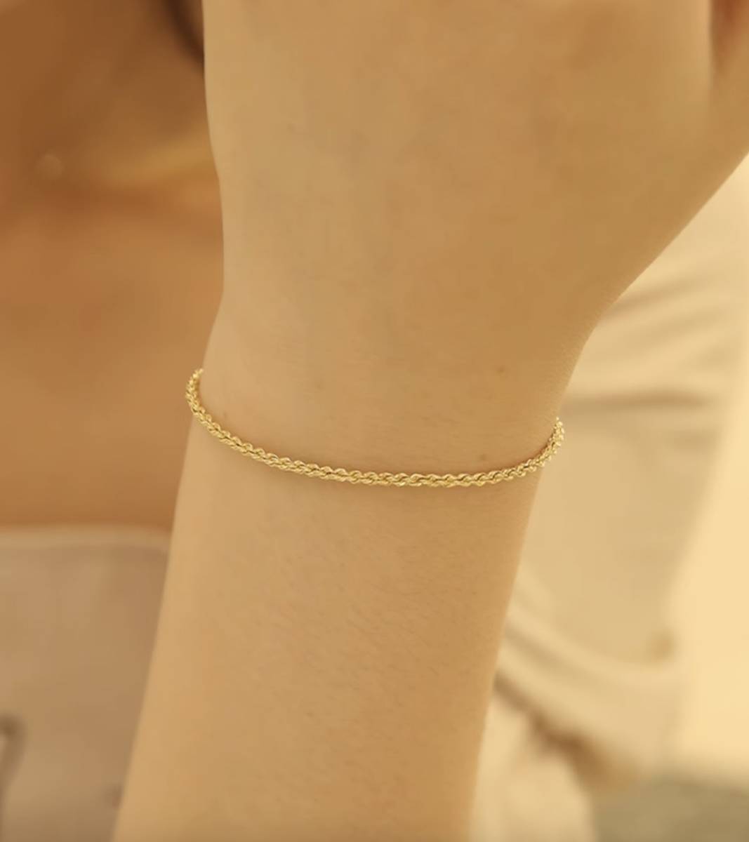 K18YG イエローゴールド 18K ツイスト ロープチェーン 綱 ブレスレット ブレス メンズ レディース ユニセックス スライド式 アジャスター - Jewelry Hills Tokyo