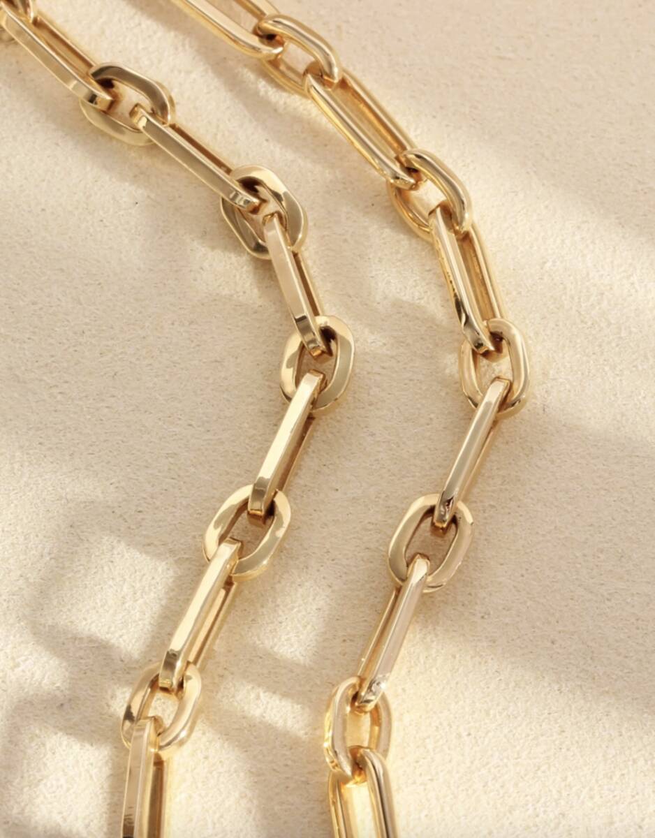 K18YG イエローゴールド 18K レオンチェーン ケーブルチェーン オーバル ネックレス メンズ レディース 中空 男女共用 大ぶり 太め 太い ボリューム - Jewelry Hills Tokyo