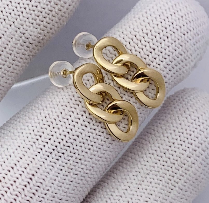 K18YG イエローゴールド 18K ピアス スタッドピアス イタリアンジュエリー 喜平チェーン チェーンピアス ツイスト 中空 ワンポイント 喜平 - Jewelry Hills Tokyo