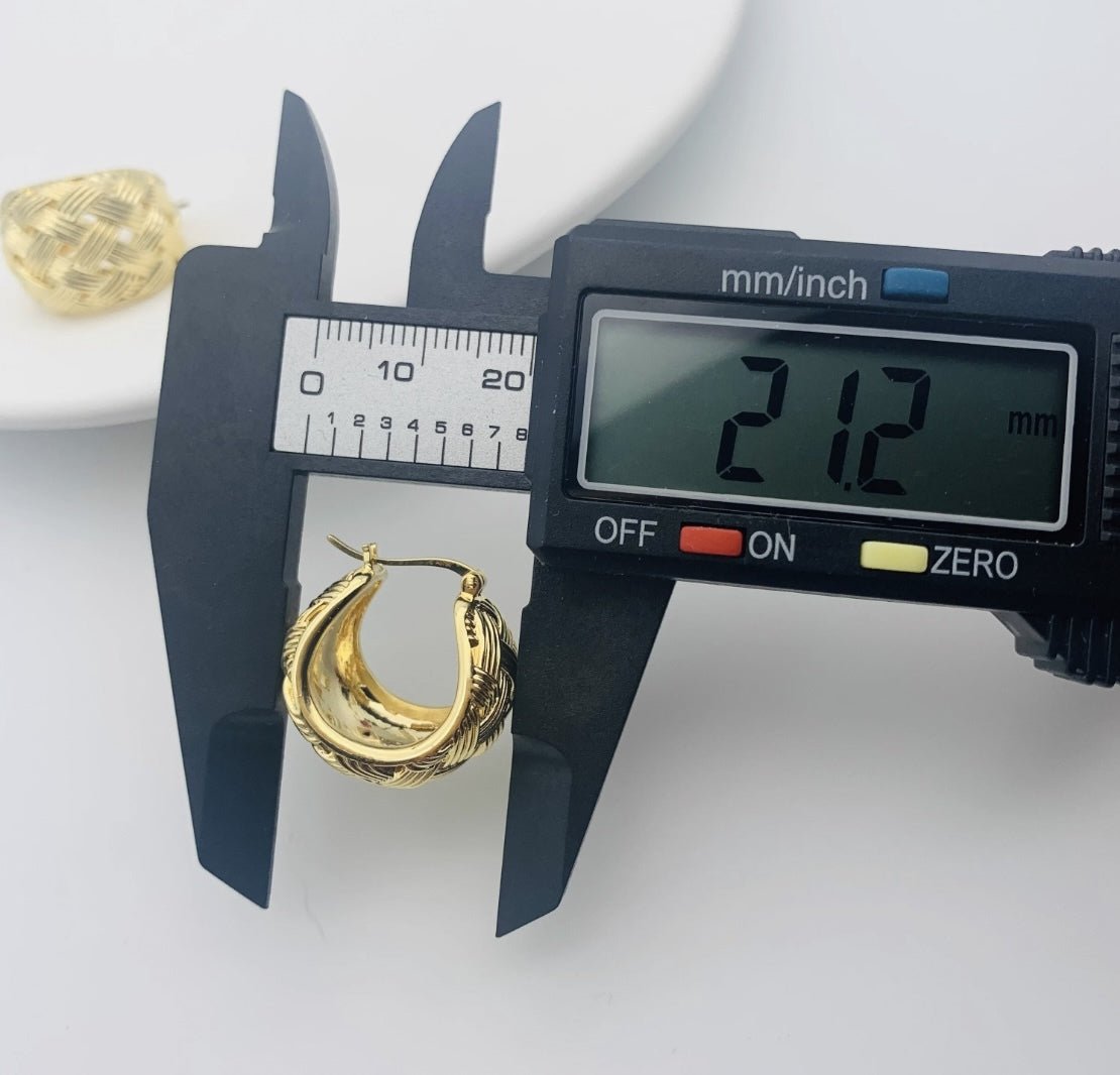 K18YG イエローゴールド メッシュ 編み込み 18K ピアス フープピアス リングピアス イタリアンジュエリー ラウンド 丸 円形 ボリューム - Jewelry Hills Tokyo
