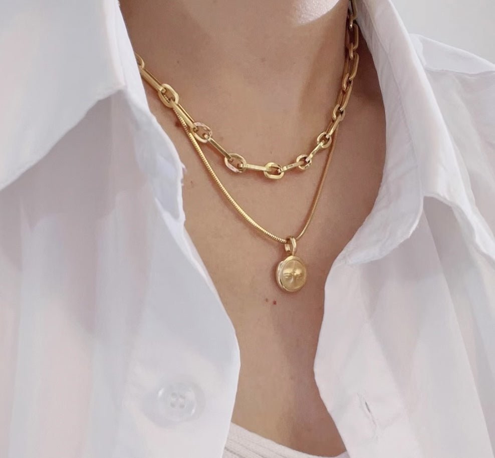 K18YG イエローゴールド 18K レオンチェーン ケーブルチェーン オーバル ネックレス メンズ レディース 中空 男女共用 大ぶり 太め 太い ボリューム - Jewelry Hills Tokyo