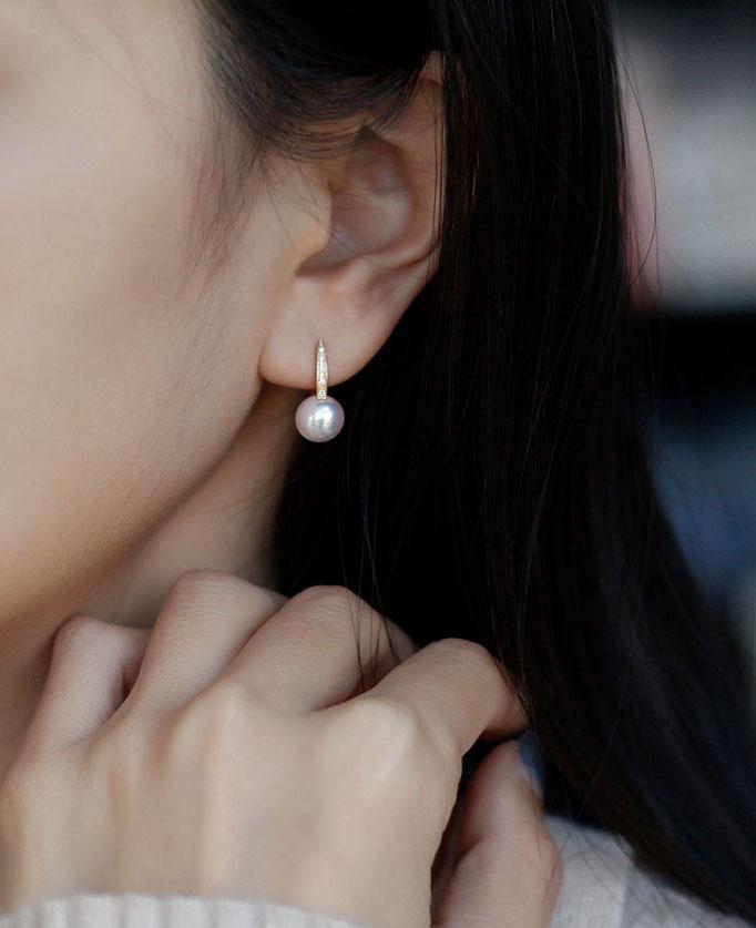 K18YG イエローゴールド あこや真珠 ピアス ダイヤモンド リングピアス アコヤ 真珠 パール ダイヤ スクエア シンプル 18K - Jewelry Hills Tokyo