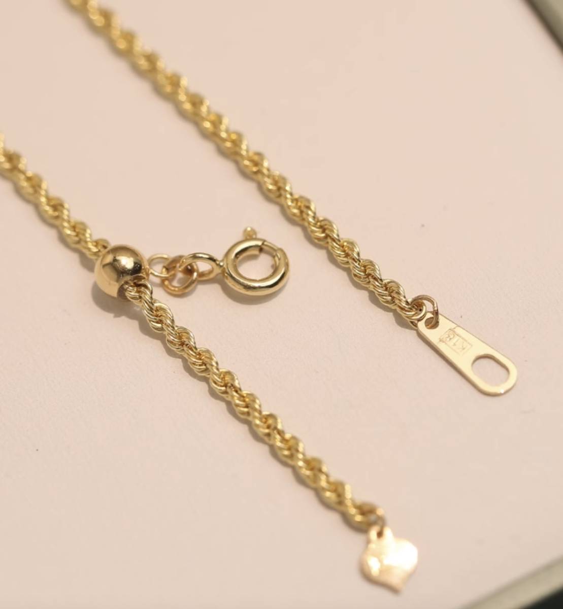 K18YG イエローゴールド 18K ツイスト ロープチェーン 綱 ブレスレット ブレス メンズ レディース ユニセックス スライド式 アジャスター - Jewelry Hills Tokyo