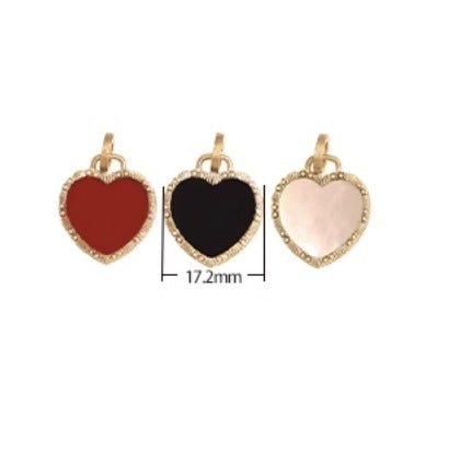 K18YG イエローゴールド ネックレス ペンダント ハート バチカン レッドカーネリアン / ブラックオニキス / 白蝶貝 18K ペンダントトップ ネックレスチャーム クラスプ赤 黒 白 - Jewelry Hills Tokyo