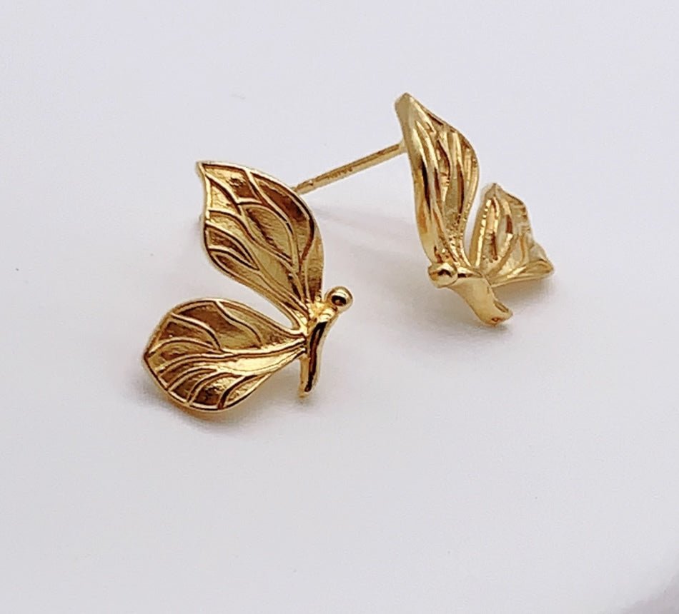 K18YG イエローゴールド 18K ピアス スタッドピアス ちょうちょ 蝶 花びら *チャームが付けられます。 - Jewelry Hills Tokyo