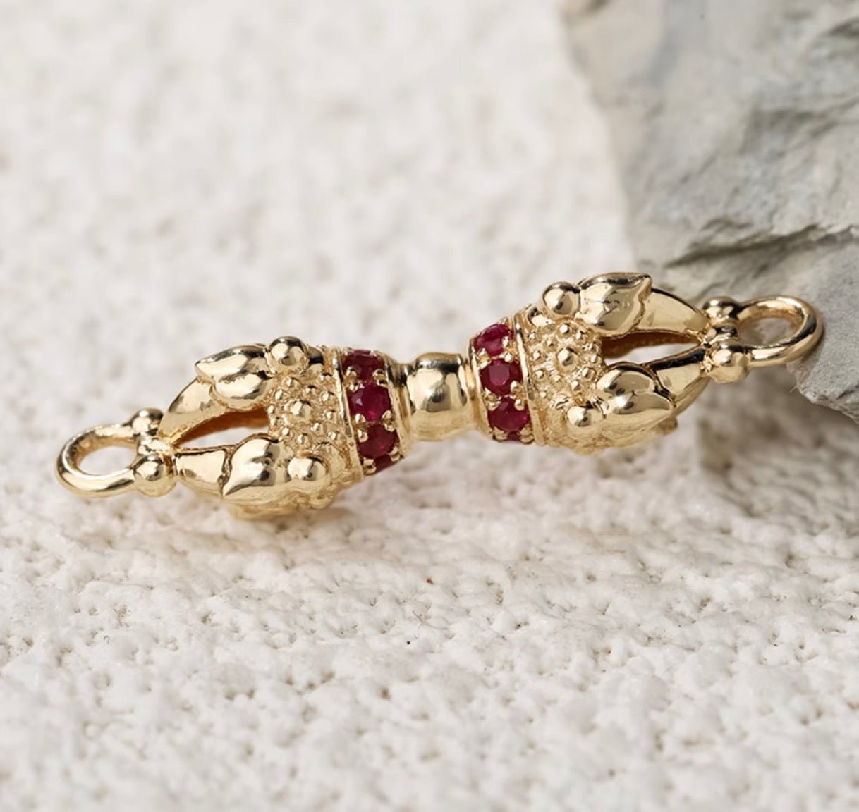 K18YG イエローゴールド クラスプ ジュエリーチャーム 両端開口 ルビー 王冠 パーツ チャーム 18K コマ チェーンパーツ ペンダントトップ - Jewelry Hills Tokyo