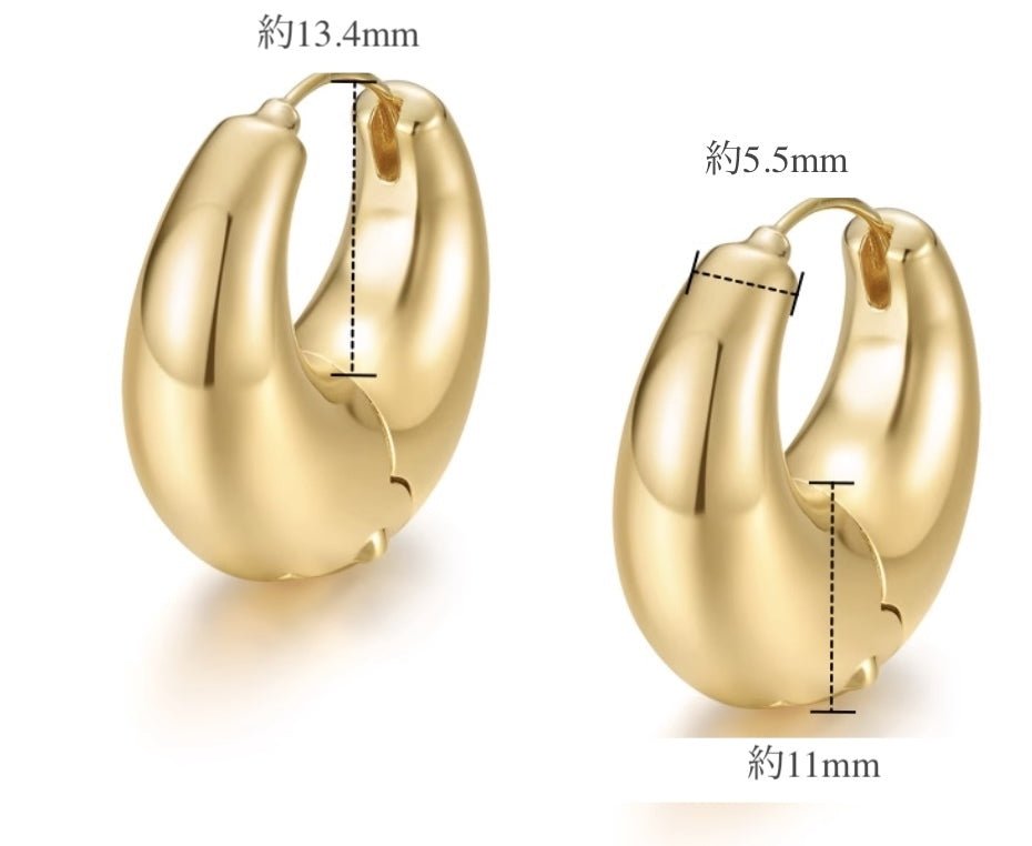 K18YG イエローゴールド 18K ピアス リングピアス フープピアス イタリアンジュエリー 太め 大きめ 大ぶり ボリューム ラウンド - Jewelry Hills Tokyo