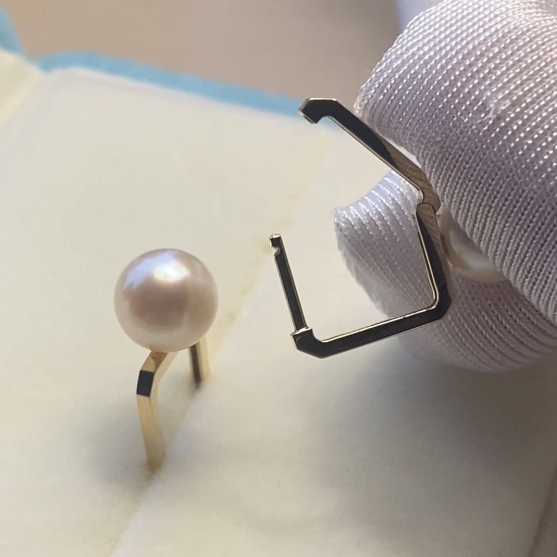 K18YG イエローゴールド あこや真珠 パールピアス アコヤ ピアス フープピアス リングピアス スクエア 真珠 パール 18K akoya シンプル - Jewelry Hills Tokyo