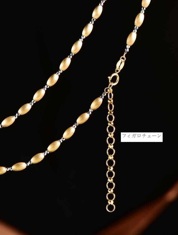 K18YG イエローゴールド 18K ネックレス フォガロチェーン チェーンネックレス ミラーボール WG ホワイトゴールド ビーズネックレス - Jewelry Hills Tokyo
