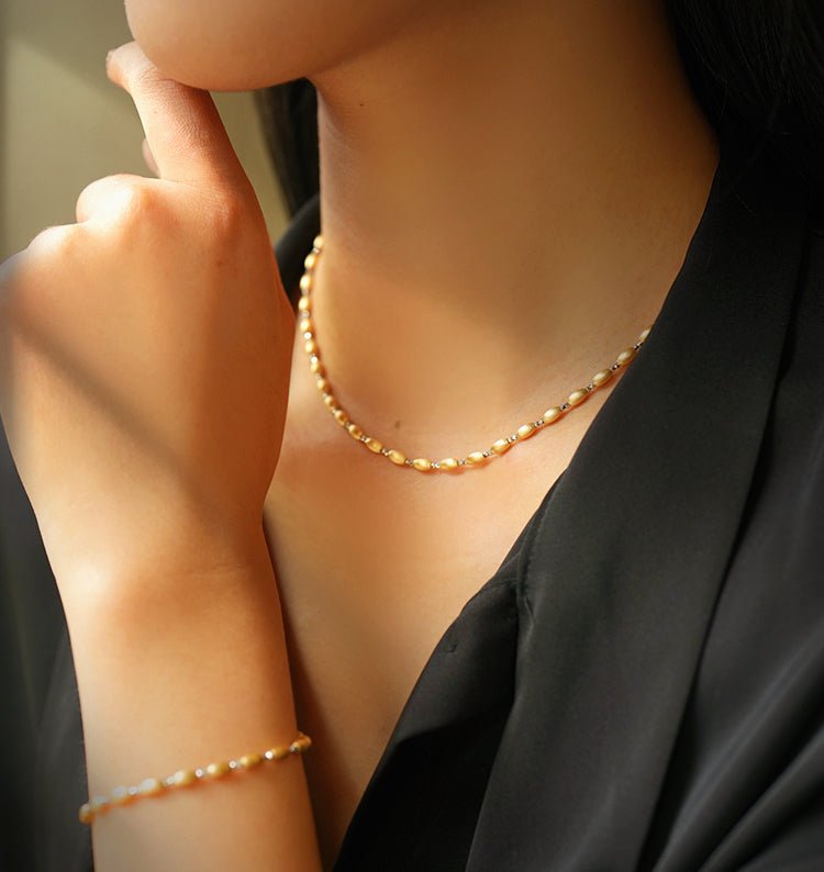 K18YG イエローゴールド 18K ネックレス フォガロチェーン チェーンネックレス ミラーボール WG ホワイトゴールド ビーズネックレス - Jewelry Hills Tokyo